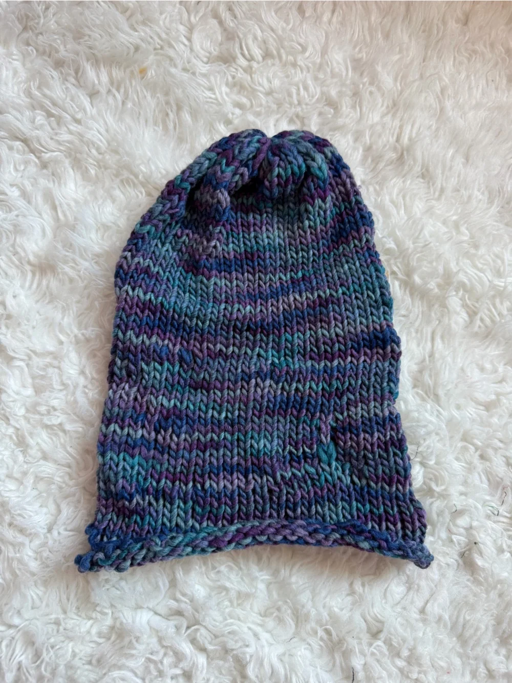 Handknit Beanie Hand dyed Merino Wool - Aurora